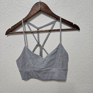 Alo Lavish Sports bra grey athletic strappy v neck